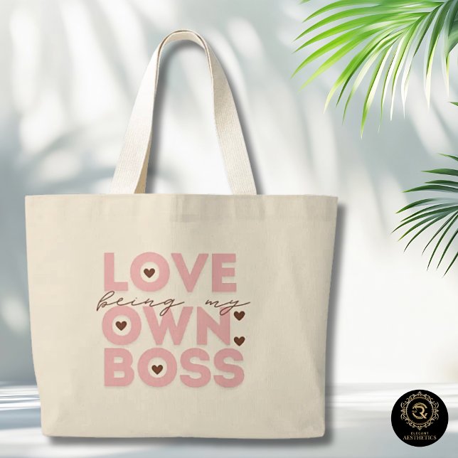 Tote Grande Bolsa de Algodão Chic Sendo Meu Próprio Chefe Todo (Criador carregado)