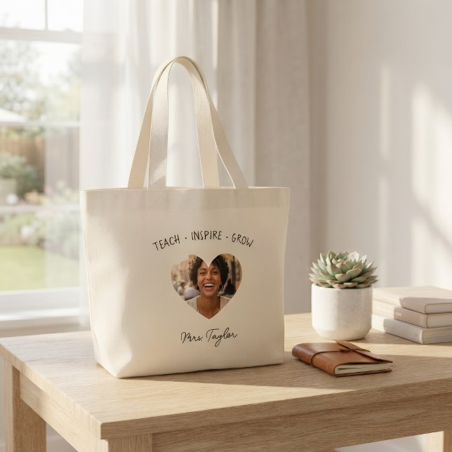 Tote Grande Bolsa de Algodão Personalizada com Nome e Foto (Criador carregado)