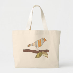 Tote Grande Bolsa de Canvas Bonita - Pássaro na Ramificação