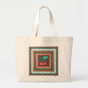 Tote Grande Bolsa de Canvas de  em Cute - Cerejas - Erin Brie 