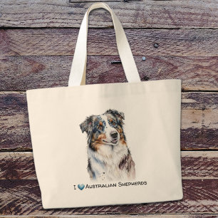 Tote Grande Bolsa de canvas de Shepherd australiano personaliz