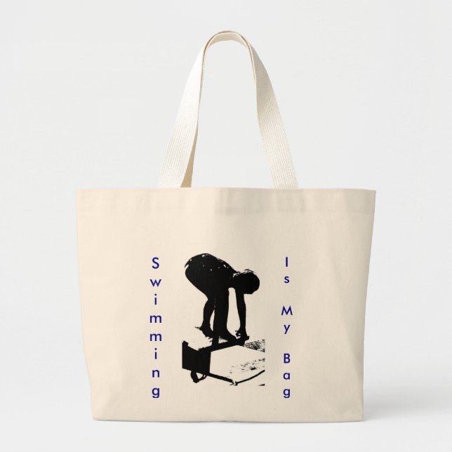 Tote Grande bolsa de canvas "Nadar é minha bolsa" (Frente)