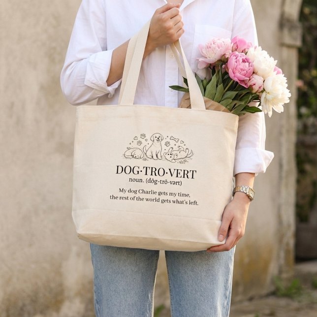 Tote Grande Bolsa de Compras para Introvertidos de Cachorro Te (Criador carregado)