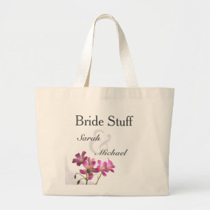 Tote Grande Bolsa de Engrenagens de Casamento de Flor Rosa
