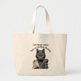 Tote Grande Bolsa de Escrevendo do Cat Lover