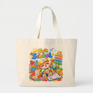 Tote Grande Bolsa de Estudo Kawaii Bear para Volta às Aulas
