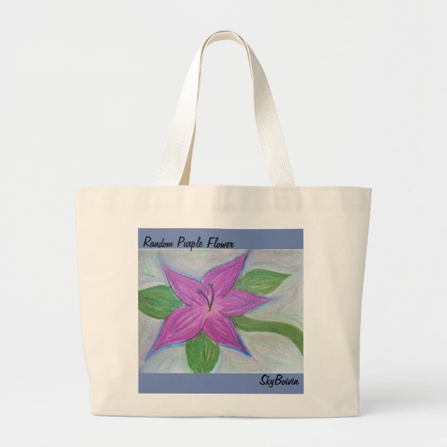 Tote Grande bolsa de flor roxa aleatória (Frente)