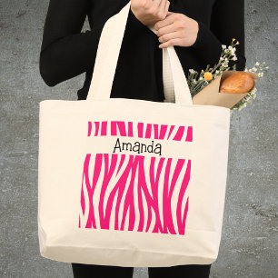 Tote Grande Bolsa de impressão animal ondulada rosa quente
