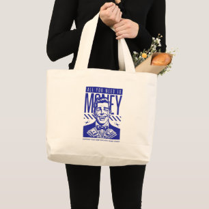 Tote Grande Bolsa de Lona com Arte de Dinheiro Vintage
