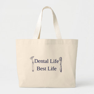 Tote Grande Bolsa de Lona Natural Dental Life Best Life