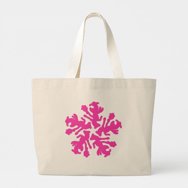 Tote Grande Bolsa de mão, tema floral simples cor rosa (Verso)