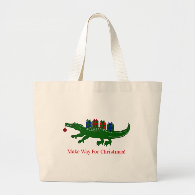 Tote Grande Bolsa de Natal de Jacaré (Frente)