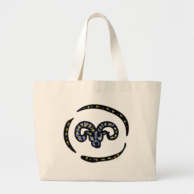Tote Grande Bolsa de Personalidade com Ícone de Áries (Frente)