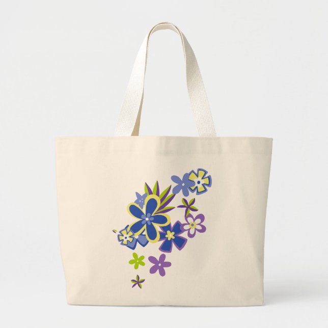 Tote Grande Bolsa de praia de Flores de Hula Pesada (Frente)
