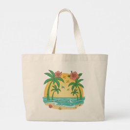 Tote Grande Bolsa de Praia Tropical Paraíso das Palmeiras
