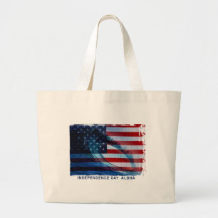 Tote Grande Bolsa de praia Wave Flag USA