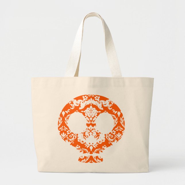 Tote Grande Bolsa do crânio do Gótico de rendas do Damask Eleg (Frente)