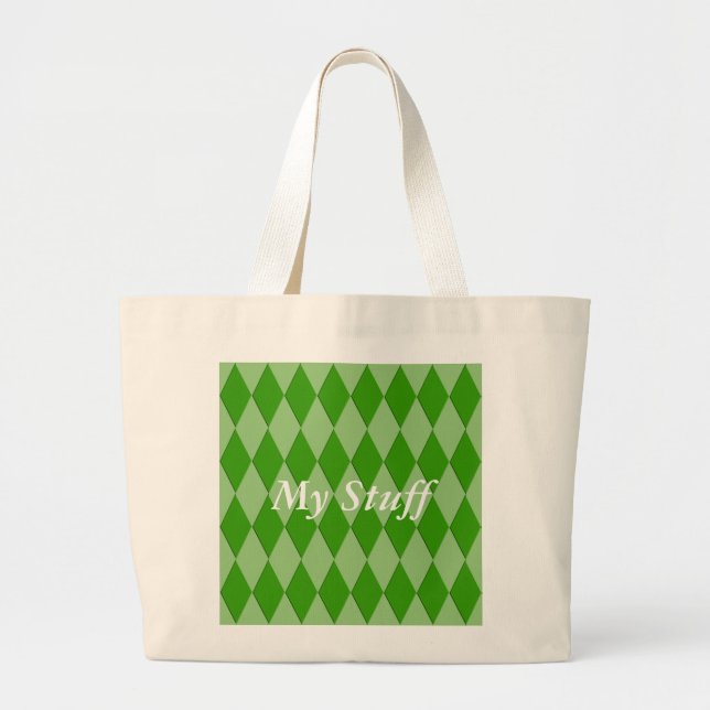 Tote Grande Bolsa - Dois Padrão De Diamante Tonelado (Frente)
