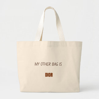 Tote Grande Bolsa elegante com legenda engraçada sobre Dior