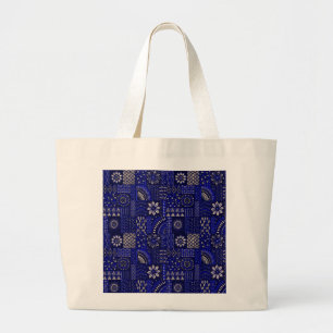 Tote Grande Bolsa Jumbo Azul e Creme Ornamental