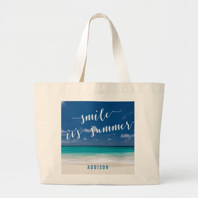 Tote Grande Bolsa Jumbo Bolsa de praia Personalizado Azul (Frente)