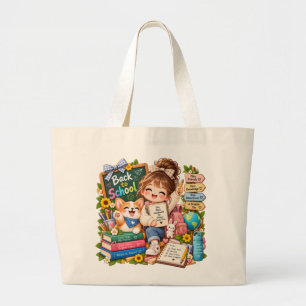 Tote Grande Bolsa Jumbo Cute Puppy Volta às Aulas