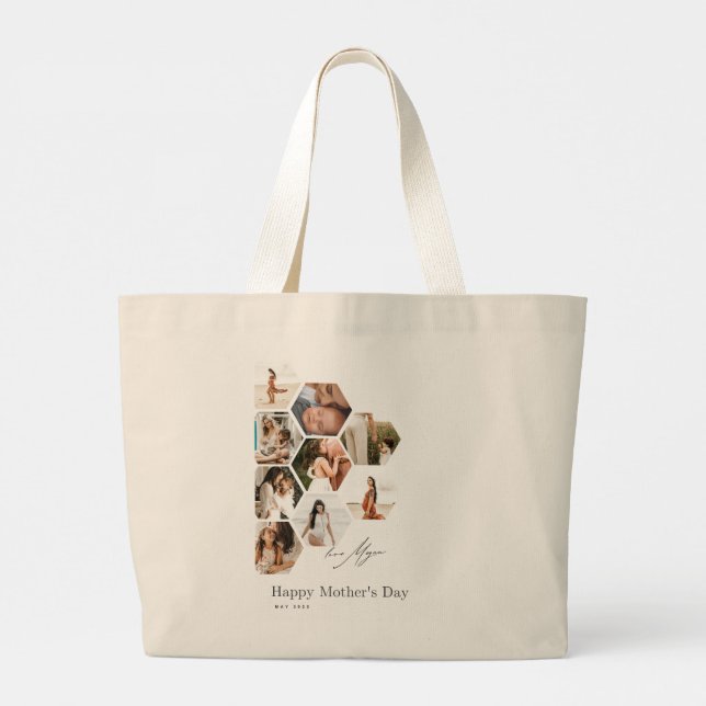 Tote Grande Bolsa jumbo de Dia de as mães feliz (Verso)