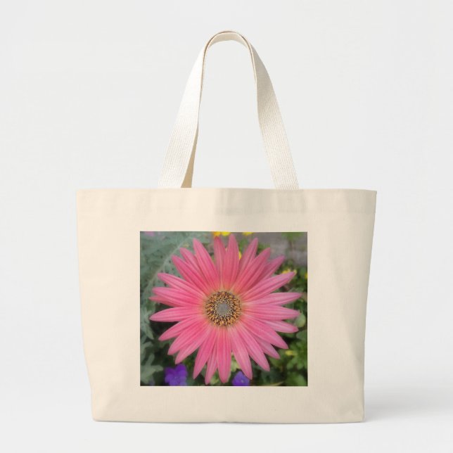 Tote Grande Bolsa Rosa Gerbera Daisy Jumbo (Frente)