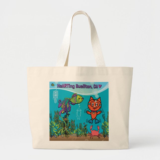 Tote Grande Bolsa - Scuba Cat - Buellton.Art (Frente)