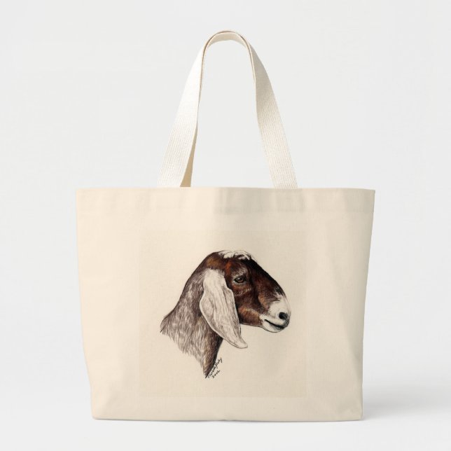 Tote Grande De "o bolsa animal da arte da cabra Nubian" (Frente)