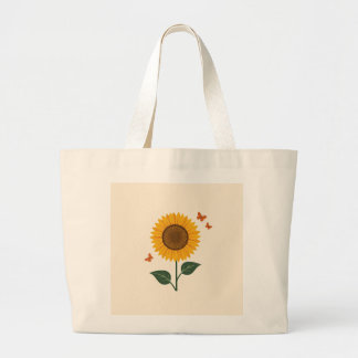 Tote Grande Design personalizado Bolsa de girassol e borboleta