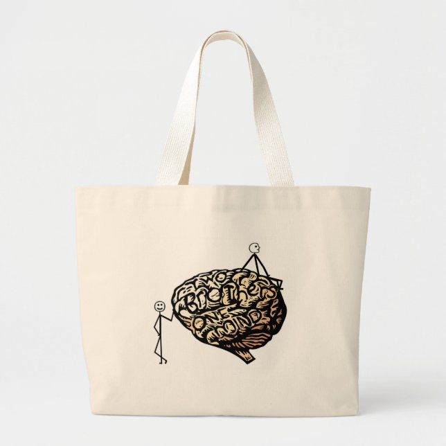 Tote Grande Dois irmãos a uma bolsa de praia da mente (Frente)