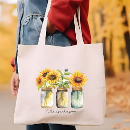 Tote Grande "Escolha feliz" Bolsa de girassol