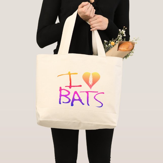 Tote Grande Eu adoro morcegos na bolsa (Frente (produto))