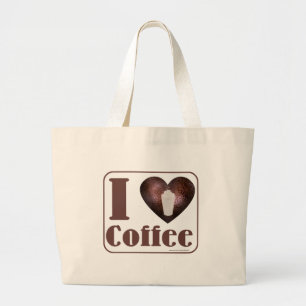 Tote Grande Eu coração bolsa de café
