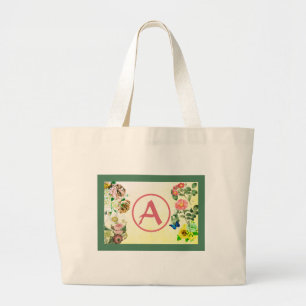 TOTE GRANDE FLORES DE VINTAGEM DE BOLSA INTEGRADOR INICIAL DE