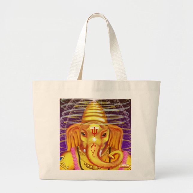 Tote Grande Ganesha com a bolsa de canvas do capacete (Frente)