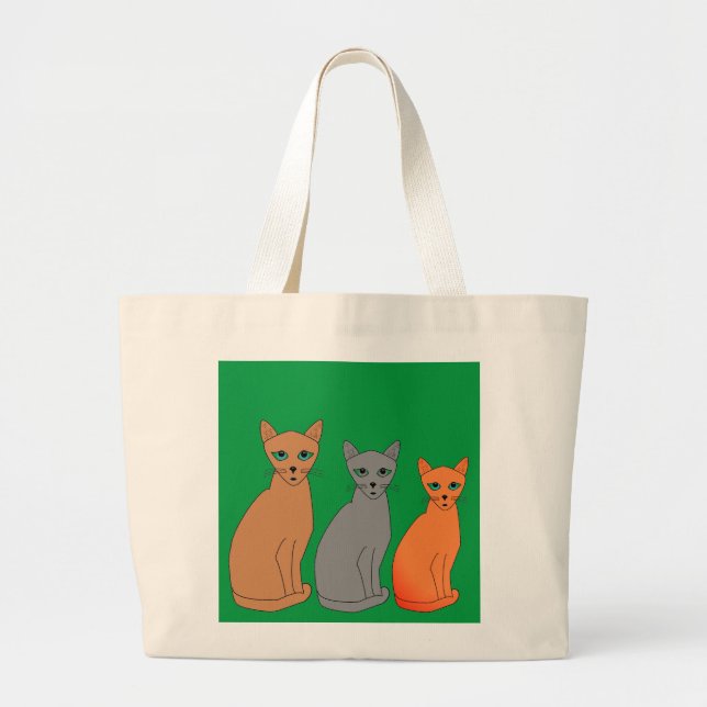 TOTE GRANDE GATOS COLORIDOS DESIGNER ART CAT HANDBAGS BOLSA (Frente)