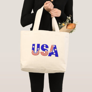 Tote Grande Grocery Bolsa - EUA em Estrelas e Stripes