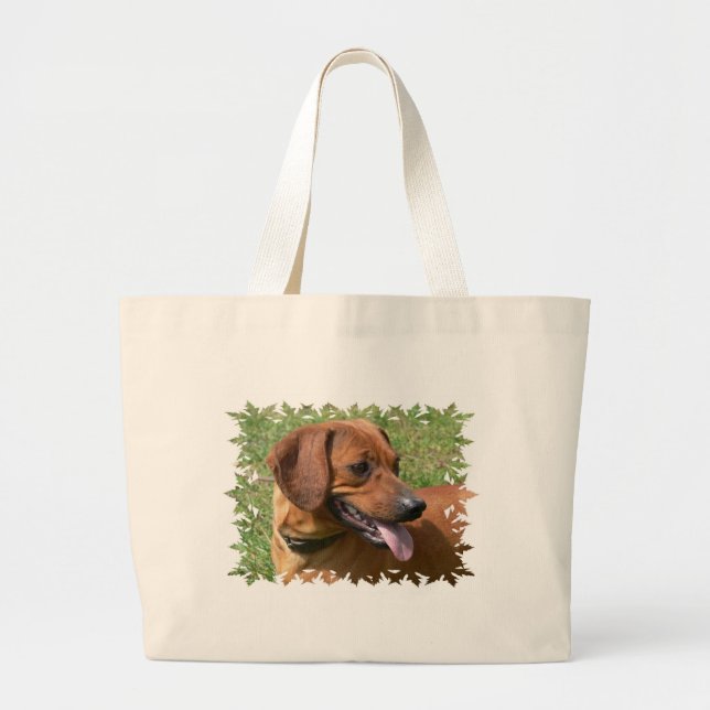 Tote Grande Imagem de uma bolsa de canvas do cão do Dachshund (Frente)
