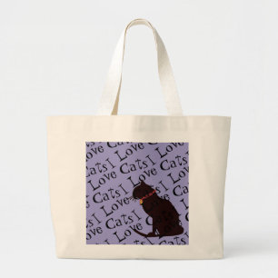 Tote Grande Jumbo I Love Cats Lilac Graphic Bolsa