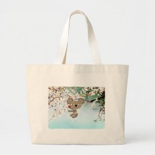 Tote Grande Linda bolsa de algodão de tela de koala em flor la