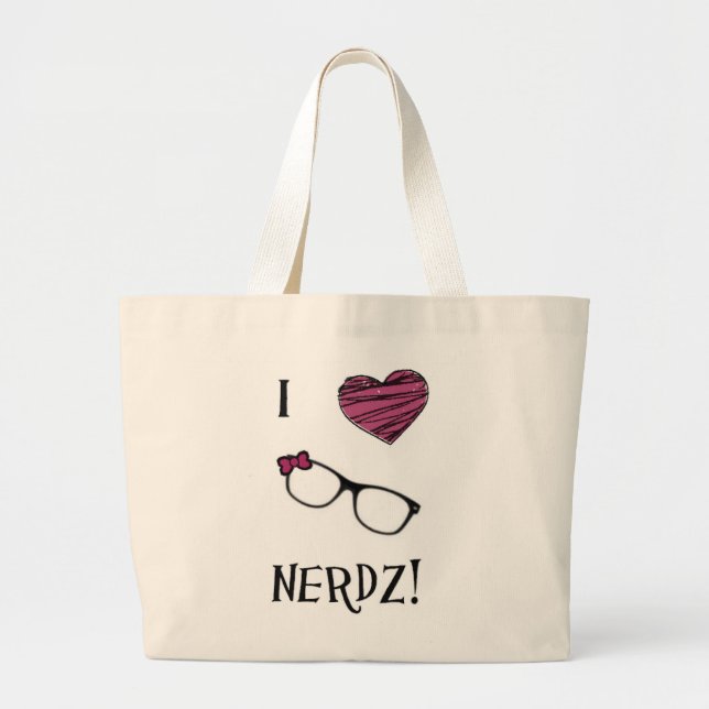 Tote Grande Mim o bolsa de Nerdz do coração (Frente)