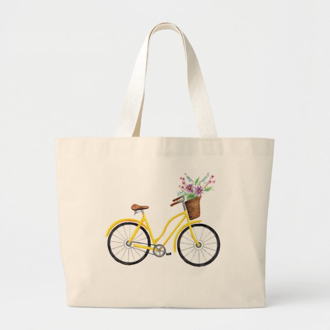Tote Grande O bolsa amarelo doce da bicicleta (Frente)