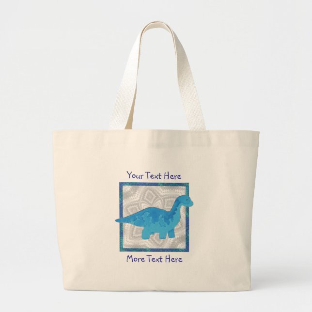Tote Grande O bolsa azul de Dino (Frente)