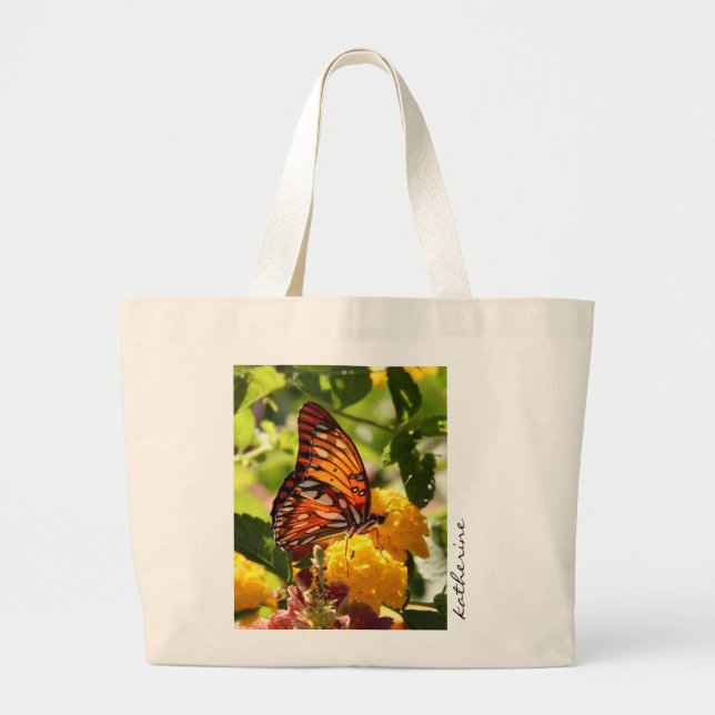 Tote Grande O bolsa da borboleta, personalizado com nome (Frente)