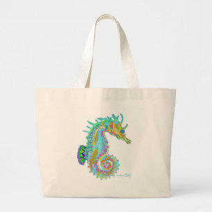 Tote Grande O bolsa do cavalo marinho do arco-íris