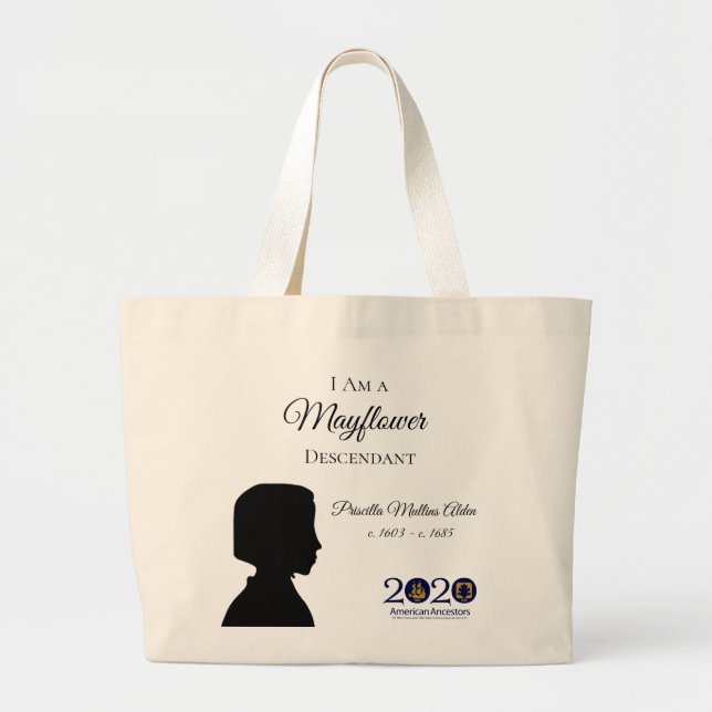 Tote Grande O bolsa do descendente de Priscilla Mullins Alden (Frente)