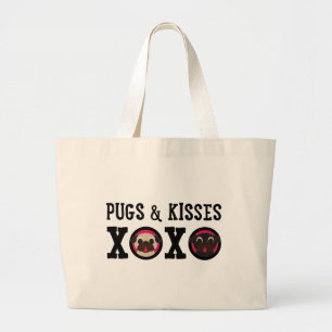 Tote Grande O bolsa do Pug das canvas dos Pugs & dos beijos