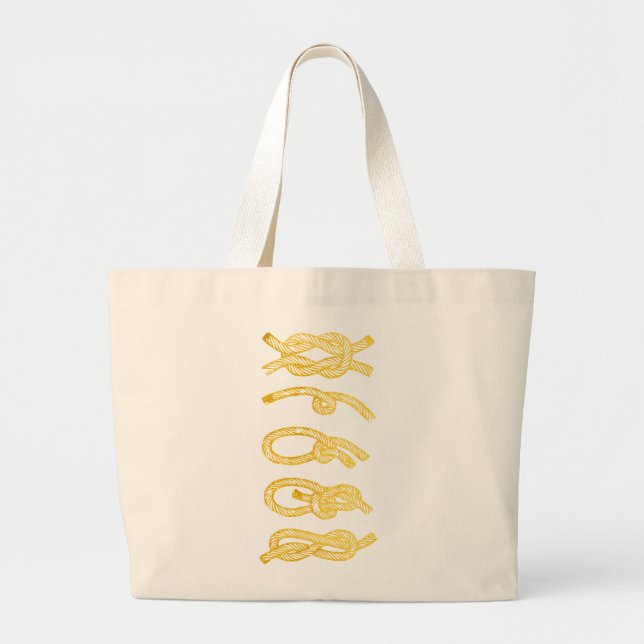 Tote Grande O bolsa Dourado náutico da corda (Frente)